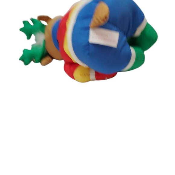 Holiday Polyester Colorful Stuffed Reindeer Toy With Bells & Scarf 12 Inch - Picture 8 of 11